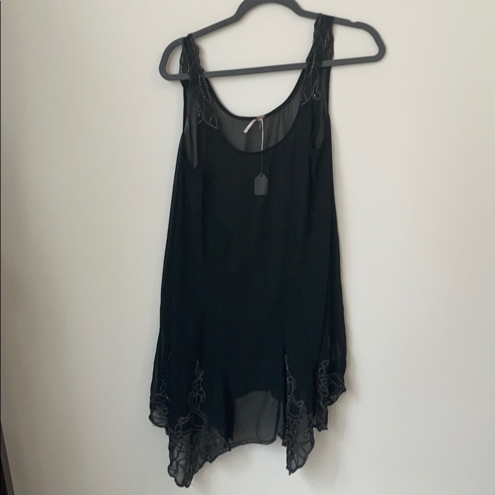 Free People Black Lace Beaded Shift